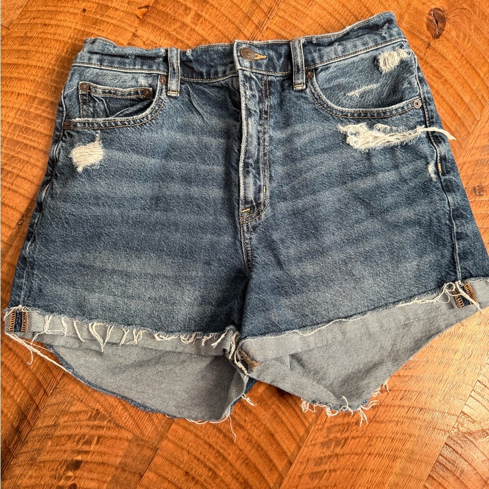 American Eagle Outfitters Classic Blue Ripped Jean Shorts
